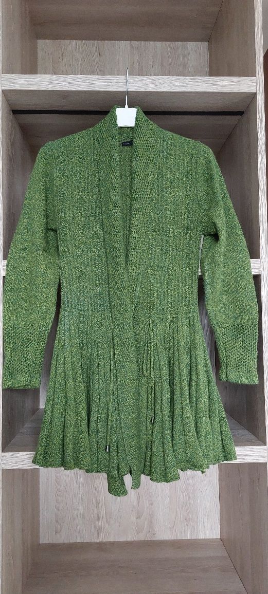 Mira Mia Zielony sweter wiązany kardigan One Size