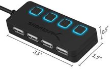 SABRENT Hub USB Alimentado 3.0 * 4 portas c/ interruptores e LEDs