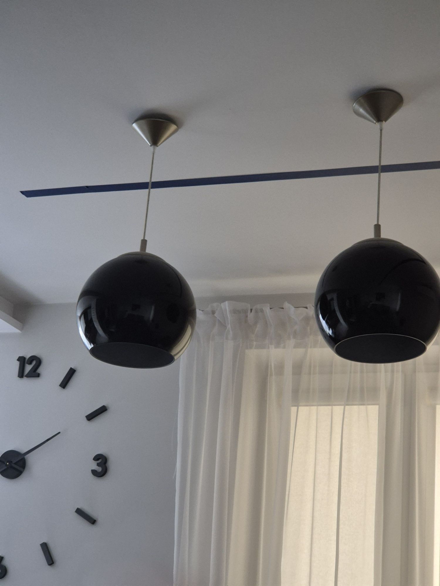 Kule szklane-czarne lampy nad stół 2 szt