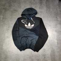 MĘSKA Bluza z Kapturem Hoodie Trzy Kolorowa Duże Logo Adidas Rękaw