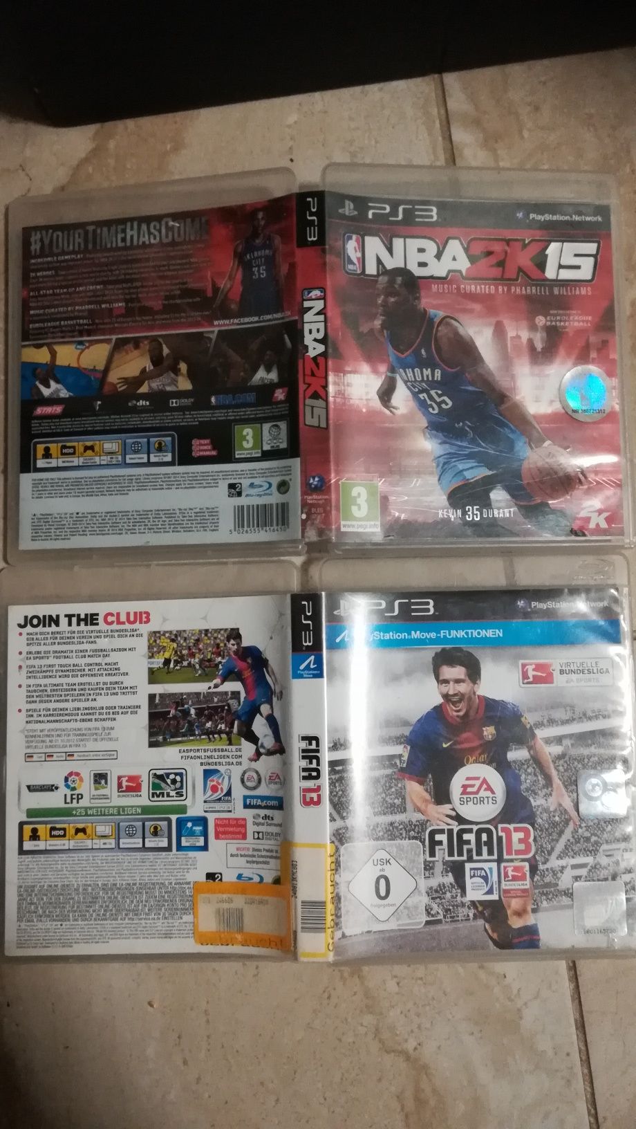 Opakowania gier na PS3 NBA 2K FIFA 13