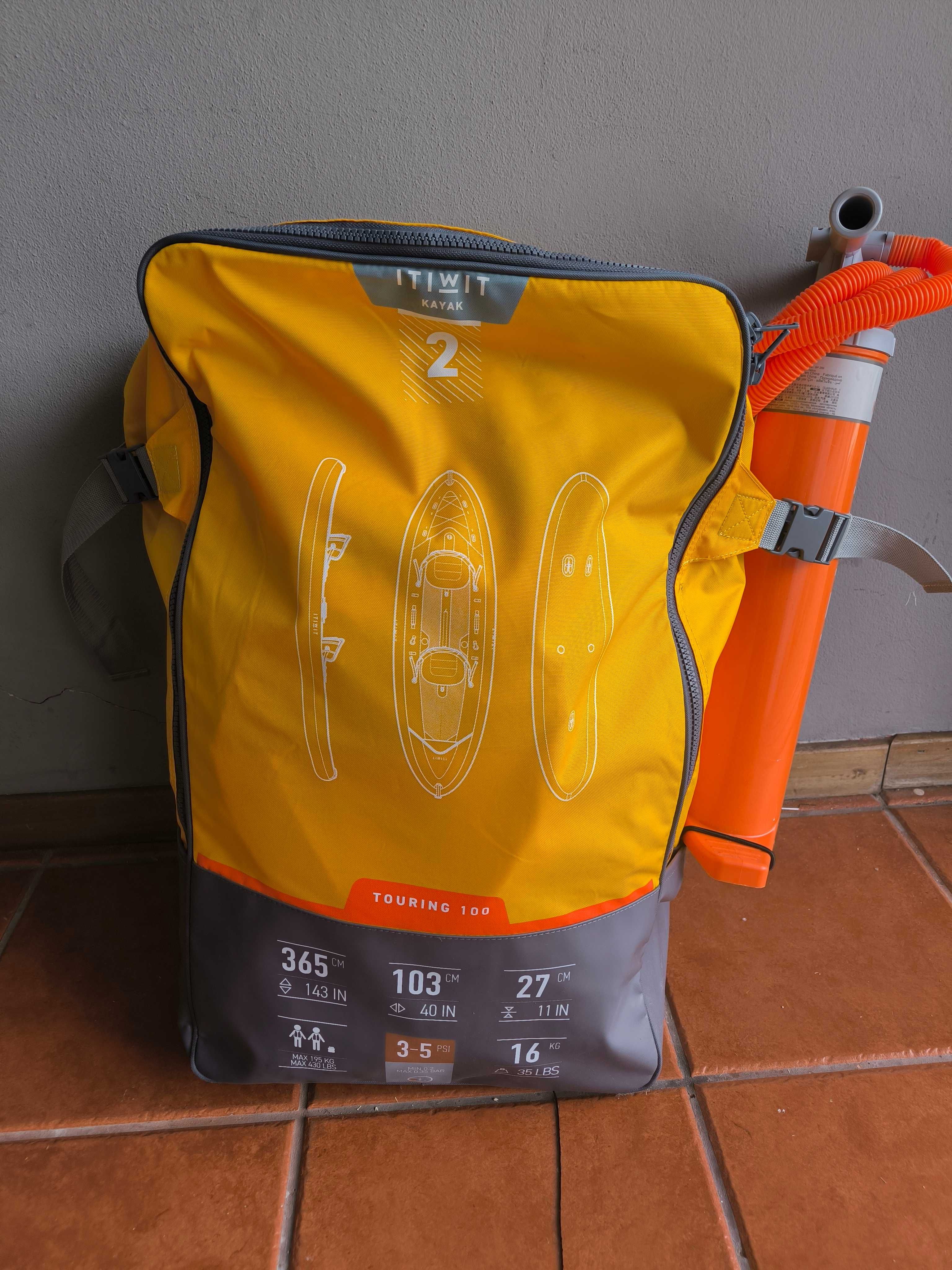 Canoa kayak insuflável 2 lugares - Tribord 100+ Amarelo