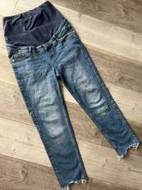 Granatowe spodnie ciążowe jeansowe jeans girlfriend fit H&M mama 36 S