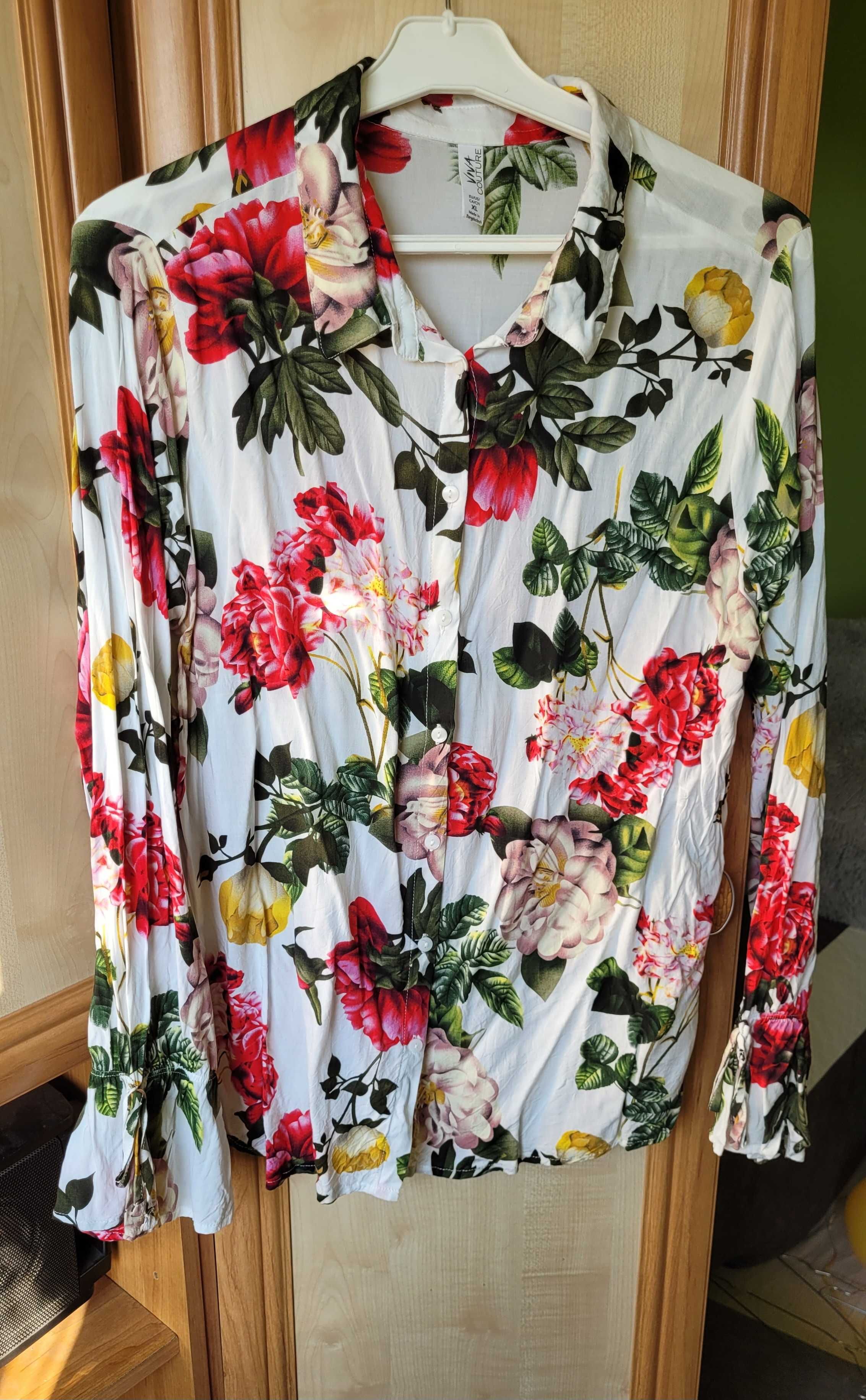 Koszula w kwiaty z dzwonkowymi rękawami Viva Couture