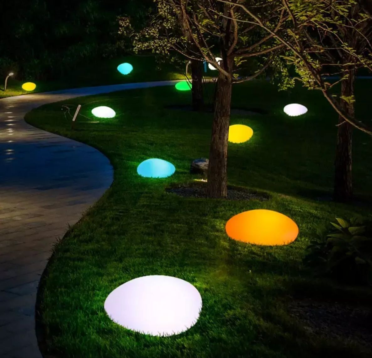 Zestaw kamieni ogrodowych LED podświetlenie led ogrodu
