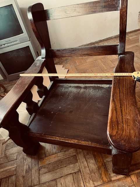 fotel dębowy,drewniany stelaż