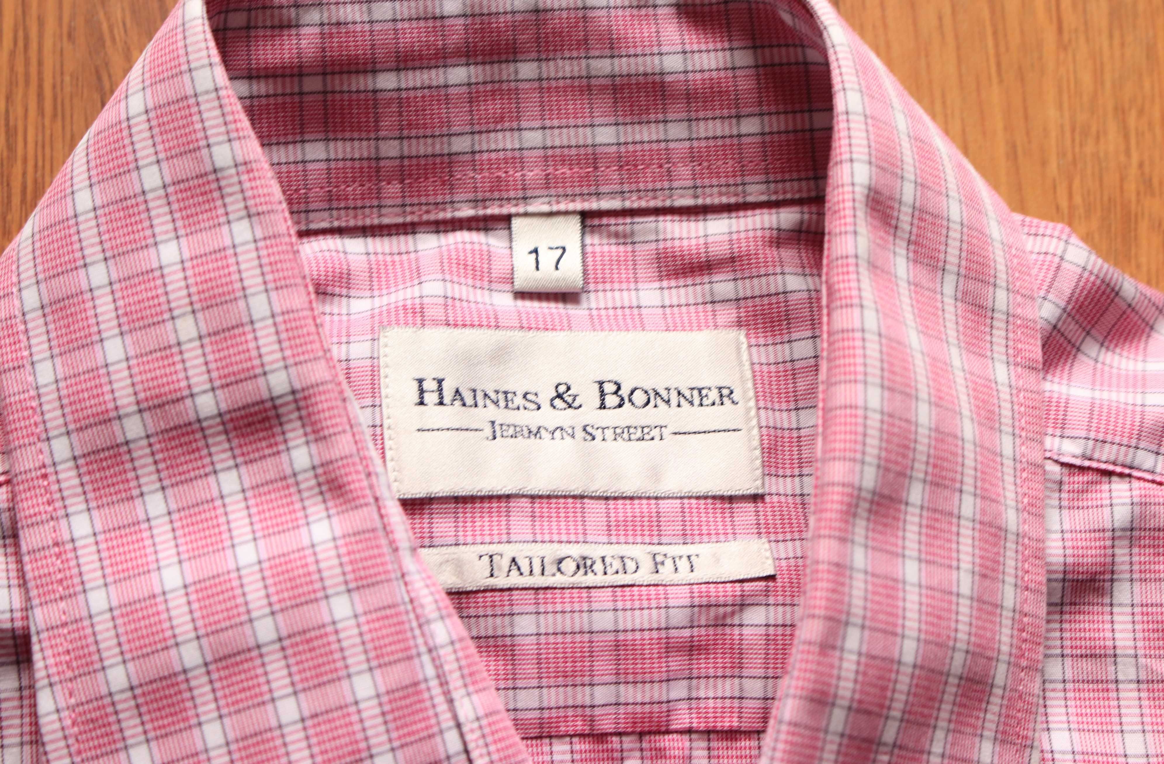 Koszula Haines and Bonner róż męska dł. rękaw na spinki bawełna r. XL