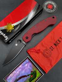 Spyderco Military St Nicks Exclusive CPM 4V Black DLC Red G-10