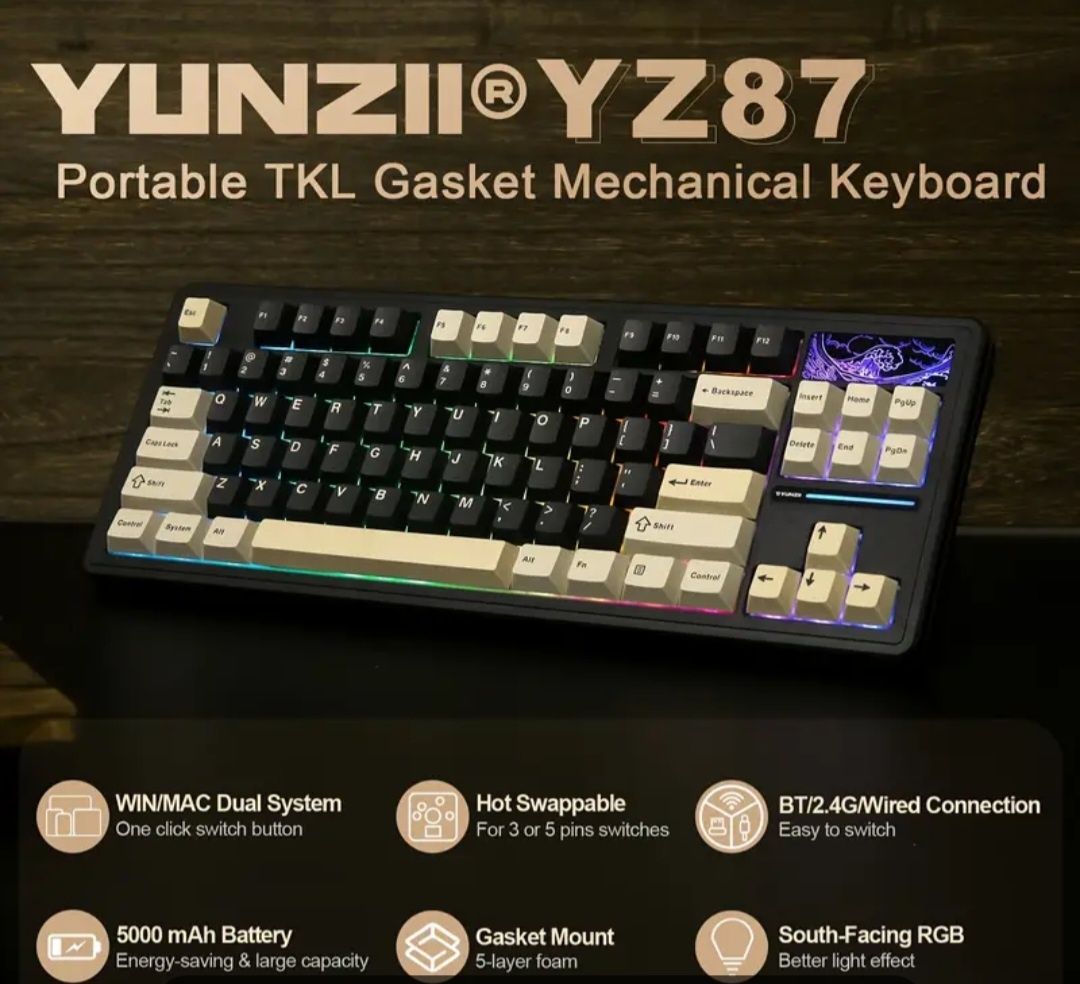 Клавіатура бездротова ігрова yunzii yz87 tkl