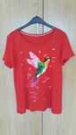 Bluzka czerwona z ptaszkiem cekiny t-shirt