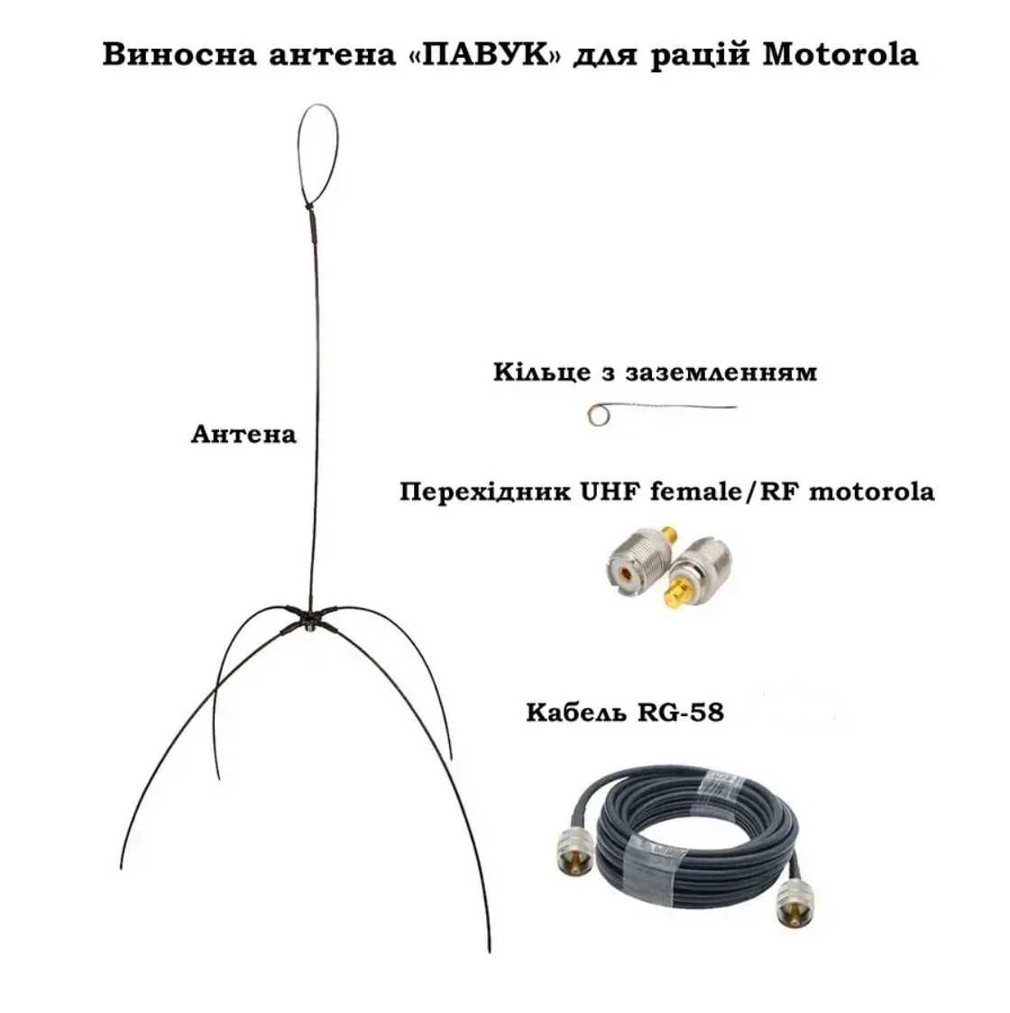 Виносна антена "Павук" для рацій Motorola двохдіапазонна VHF та UHF