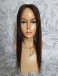 Tupet topper z włosów naturalnych ciemny brąz Anna 50 cm