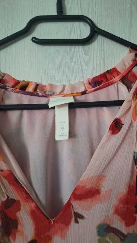Sukienka kwiaty kwiatki H&M HM L 40 42 44 plus size oversize floral