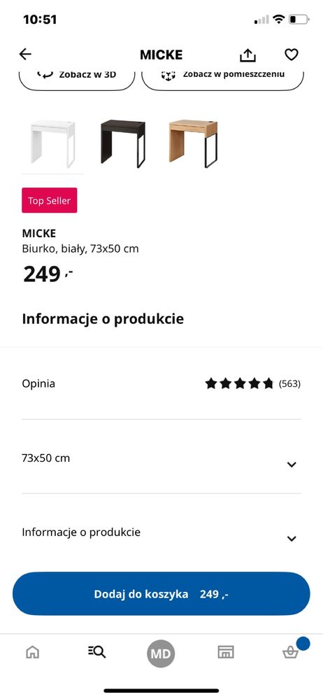 Biurko ikea micke + plus mata