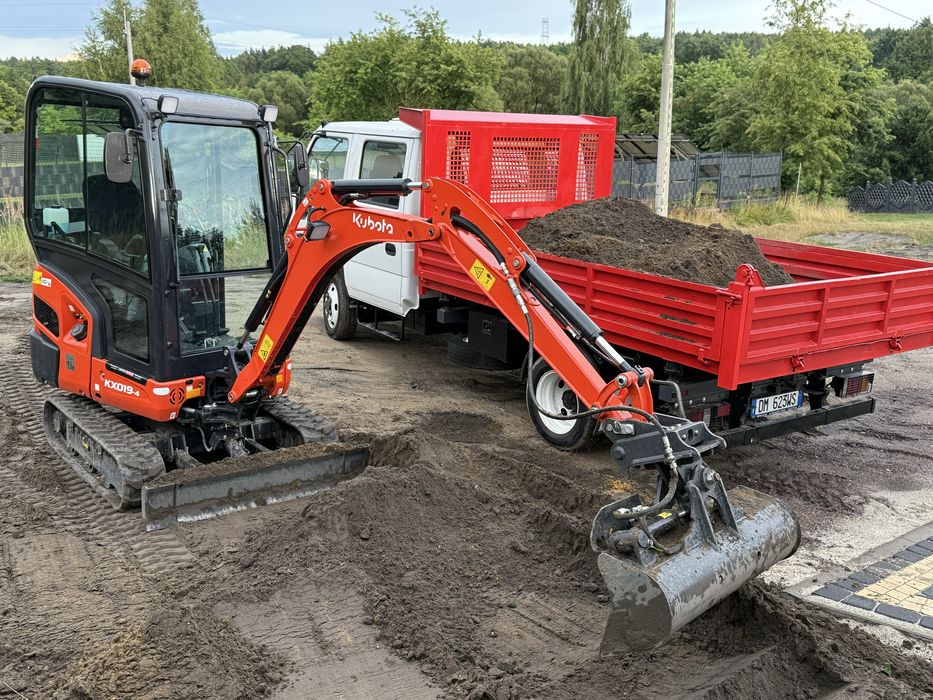 Wynajem mini koparki kubota bobcat przyczepka laweta