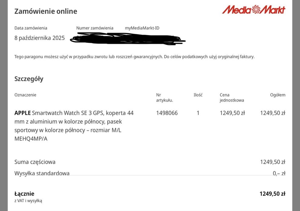 Apple Watch SE3 44mm stan idealny na gwarancji