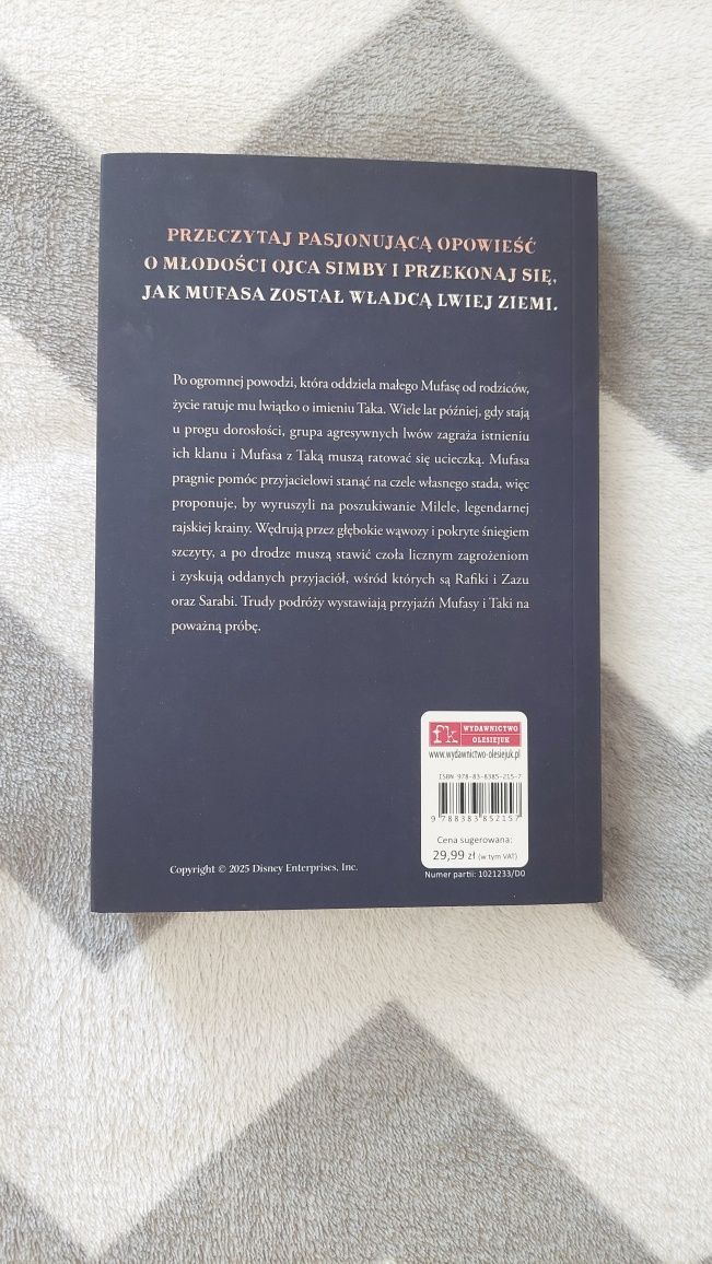 Książka Mufasa Król Lew  powieść filmowa