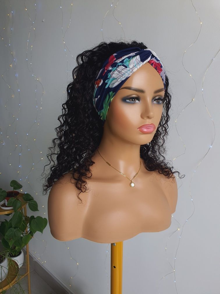 Peruka na opasce z włosów naturalnych loki 45 cm afroloki OP