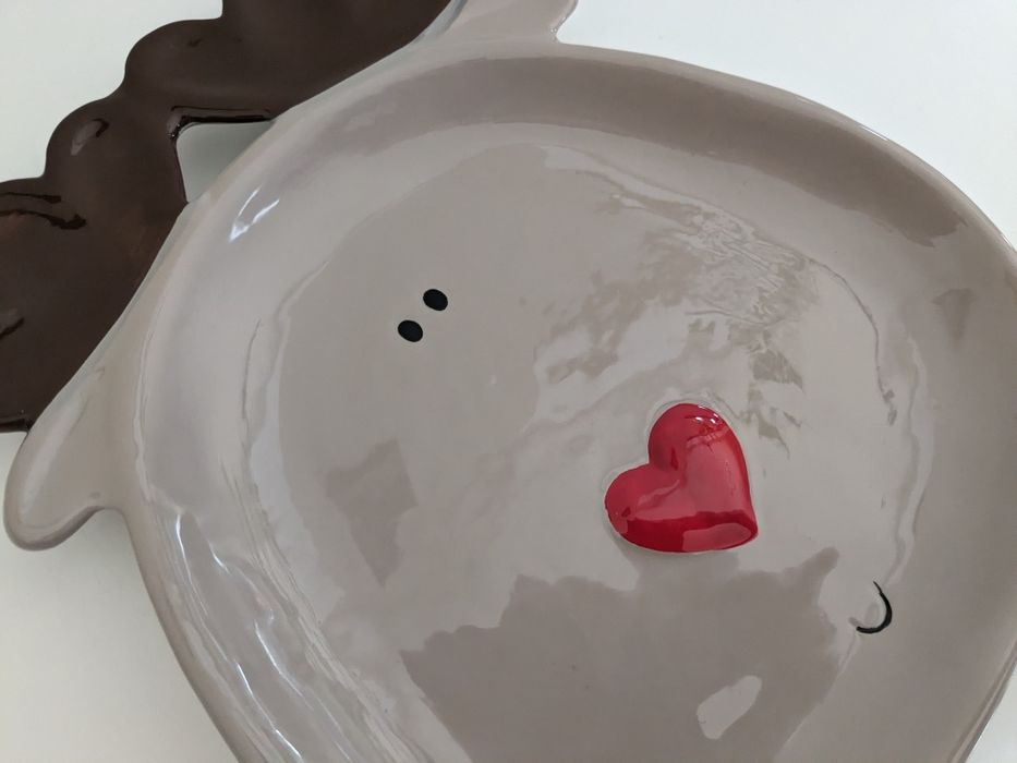 Talerz świąteczny Renifer patera na ciasto Home&You 25x29 cm