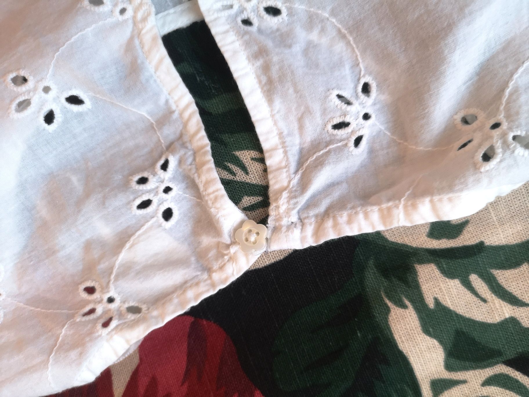 Biała bluzka boho na lato, L, haft angielski