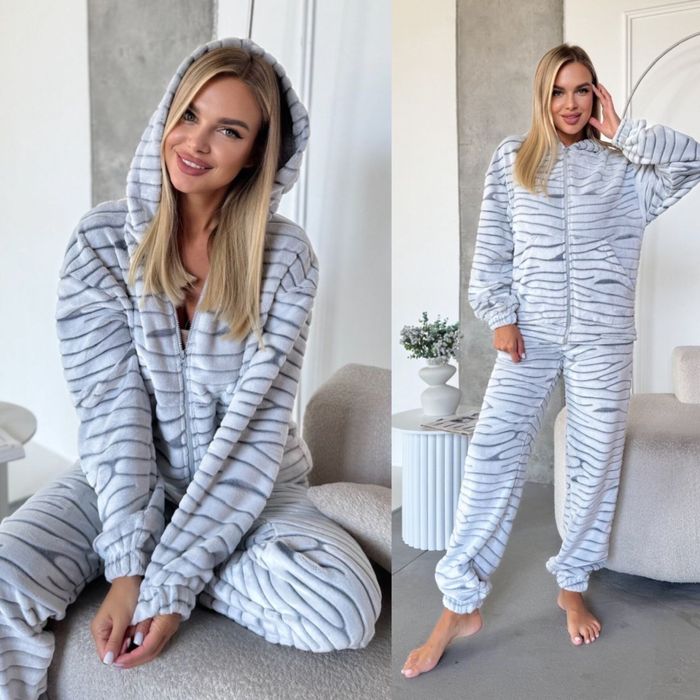 Женская пижама теплая Зебра МАХРА шлифованная 42-46 48-52 кофта и штан