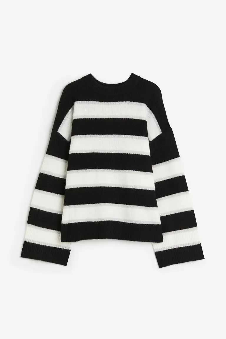 Sweter Czarny/Paski r.S (Nowy z metką h&m)