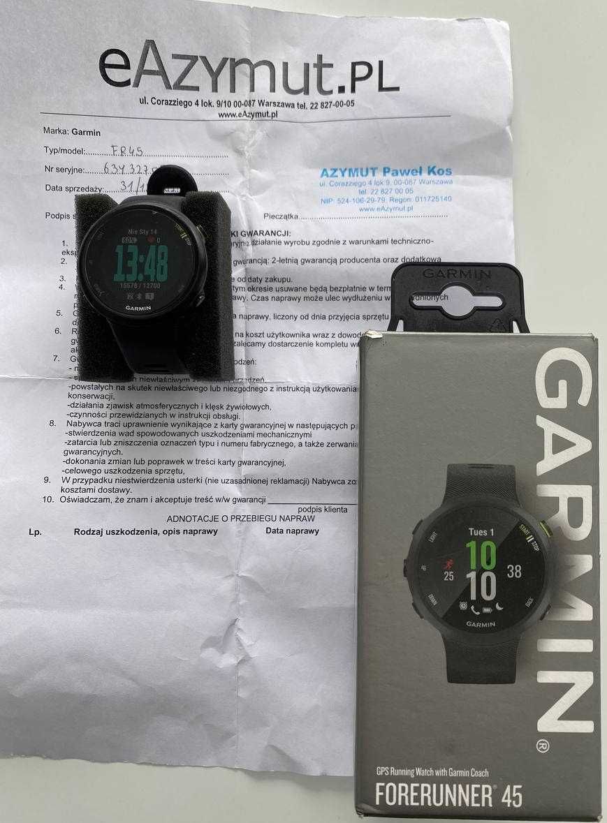 Zegarek sportowy Garmin Forerunner 45 Czarny od 1-szego właściciela