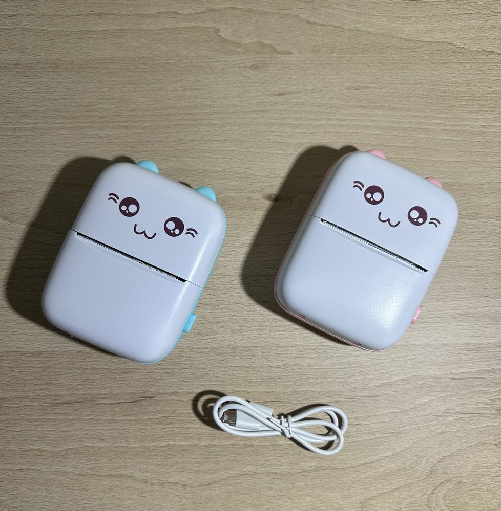 Міні-принтер мега набір mini printer рожевий, бірюзовий