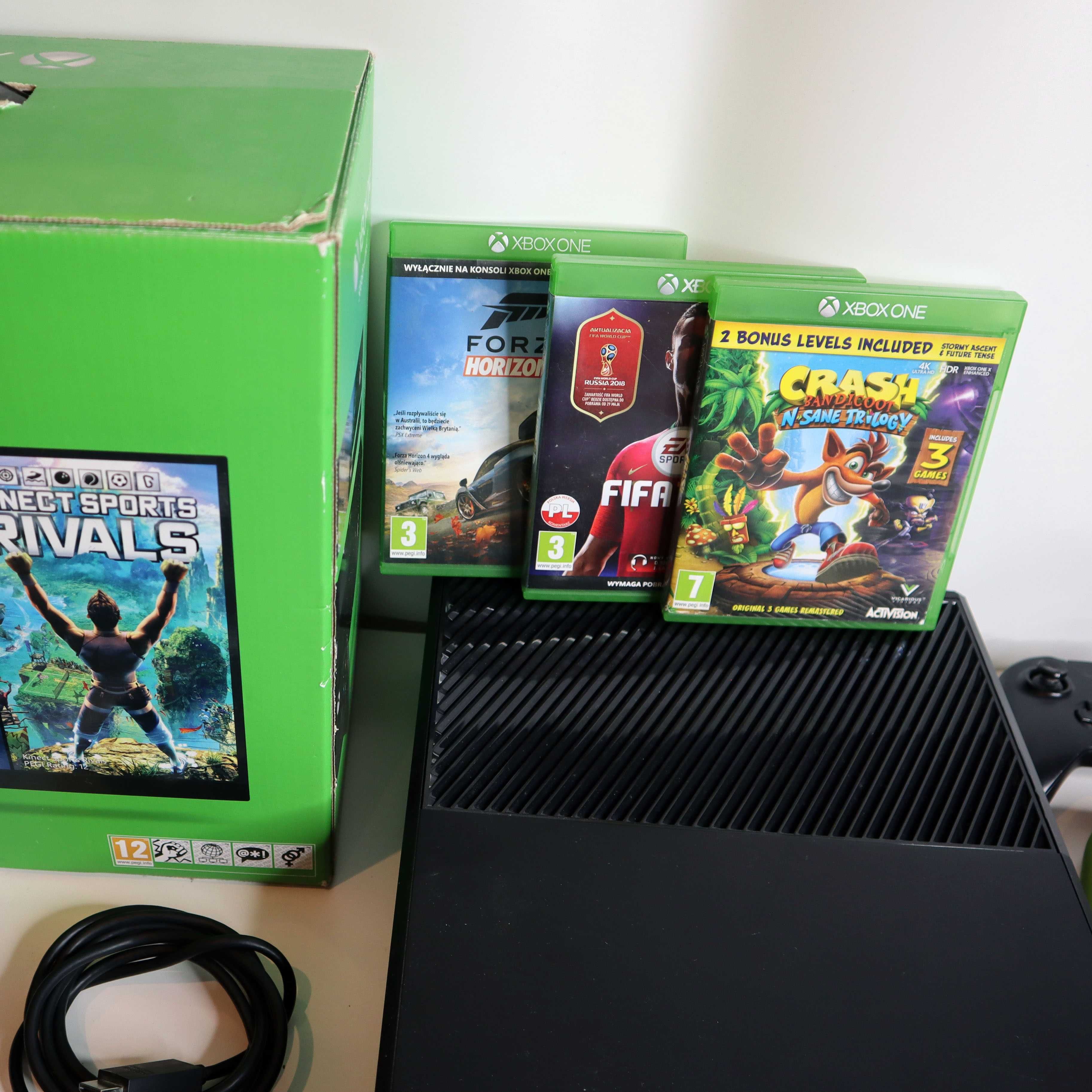 Xbox One 500GB | Pudełko | KINECT | 4 Pady | 3 Gry