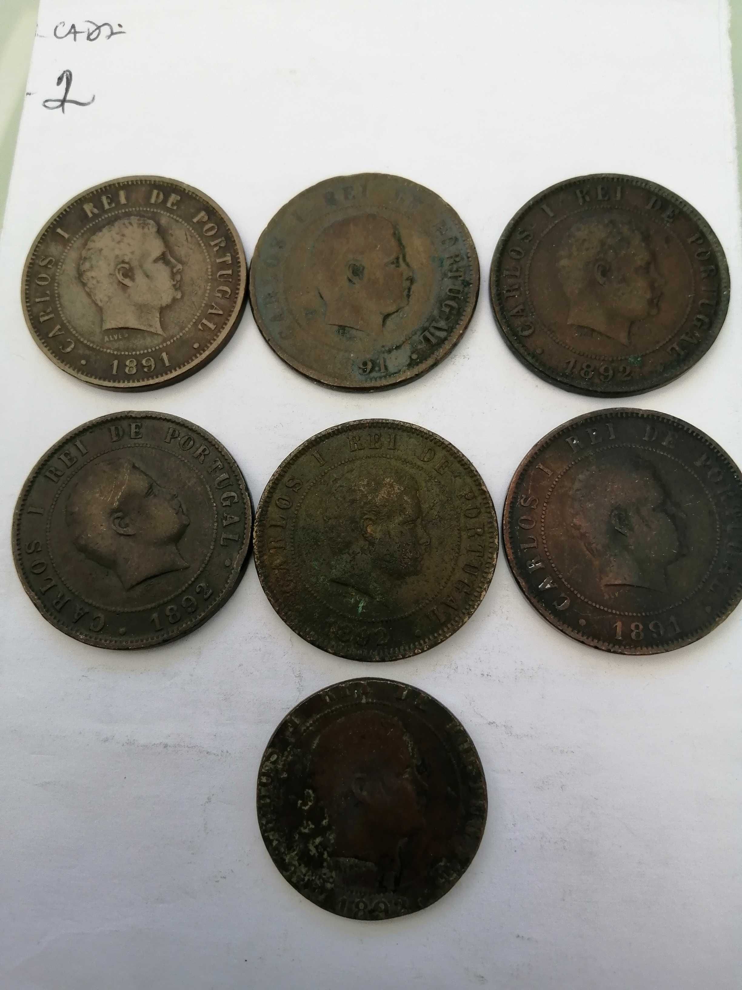 5 moedas de. C. Carlos, de 20 réis