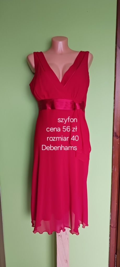 Czerwona suknia imprezowa Debenhams rozm.40