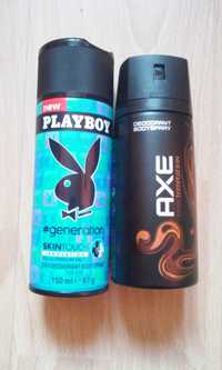 Dwa dezodoranty Playboy i Axe
