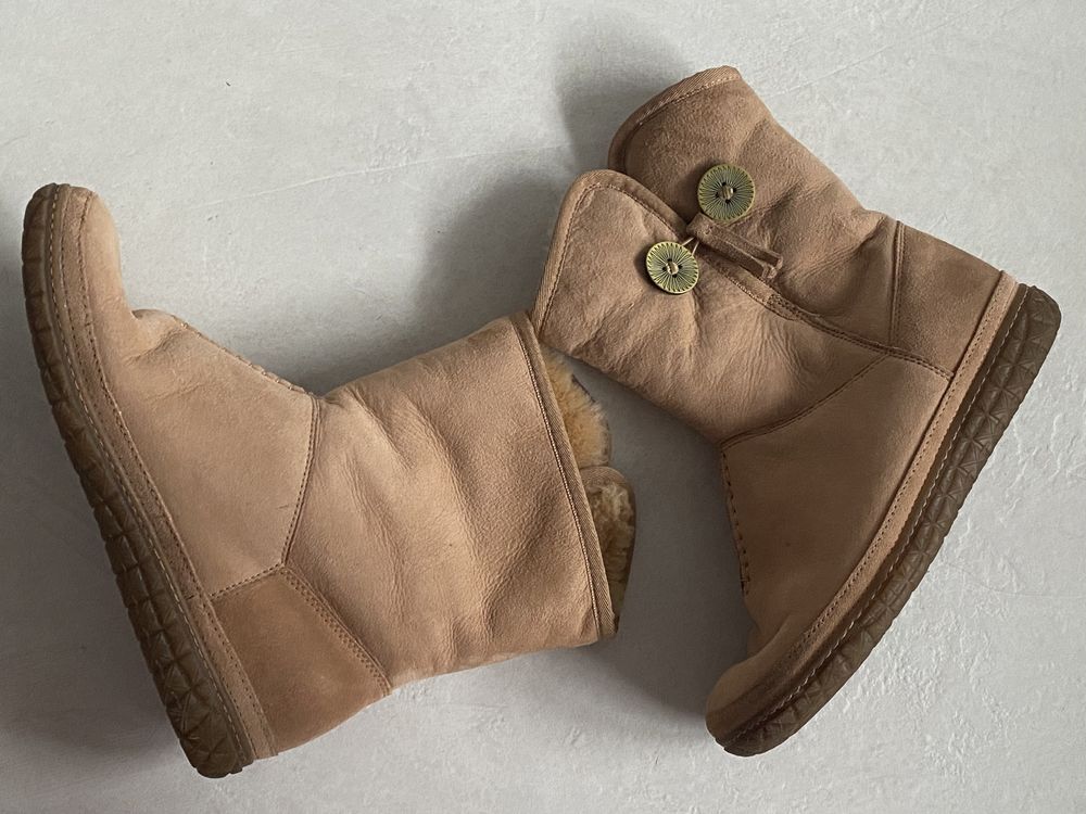 Clarks botki UK 7 wełna skóra naturalna Camel 40