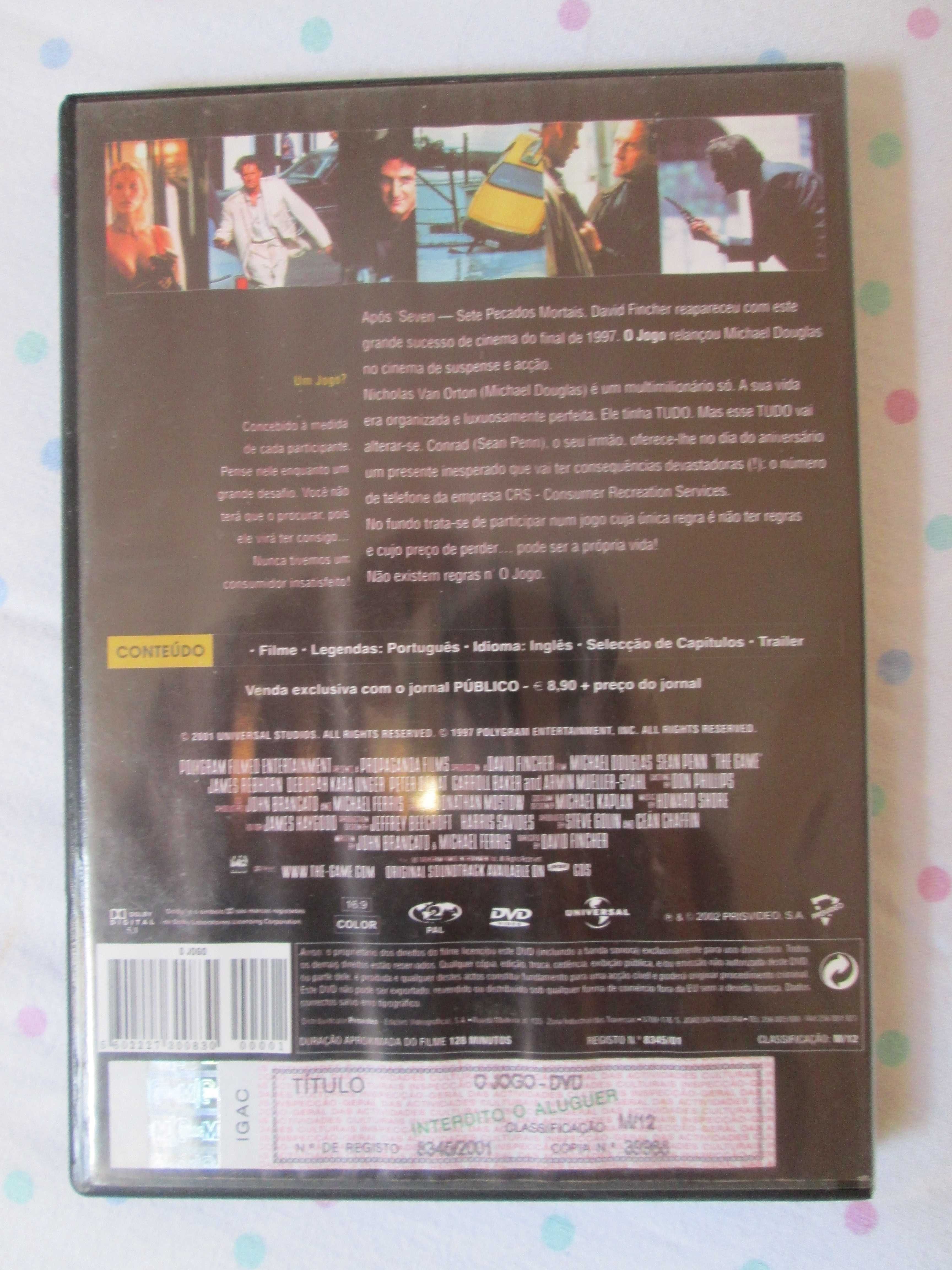 DVD O Jogo, com Sean Penn, Michael Douglas, Deborah Unger