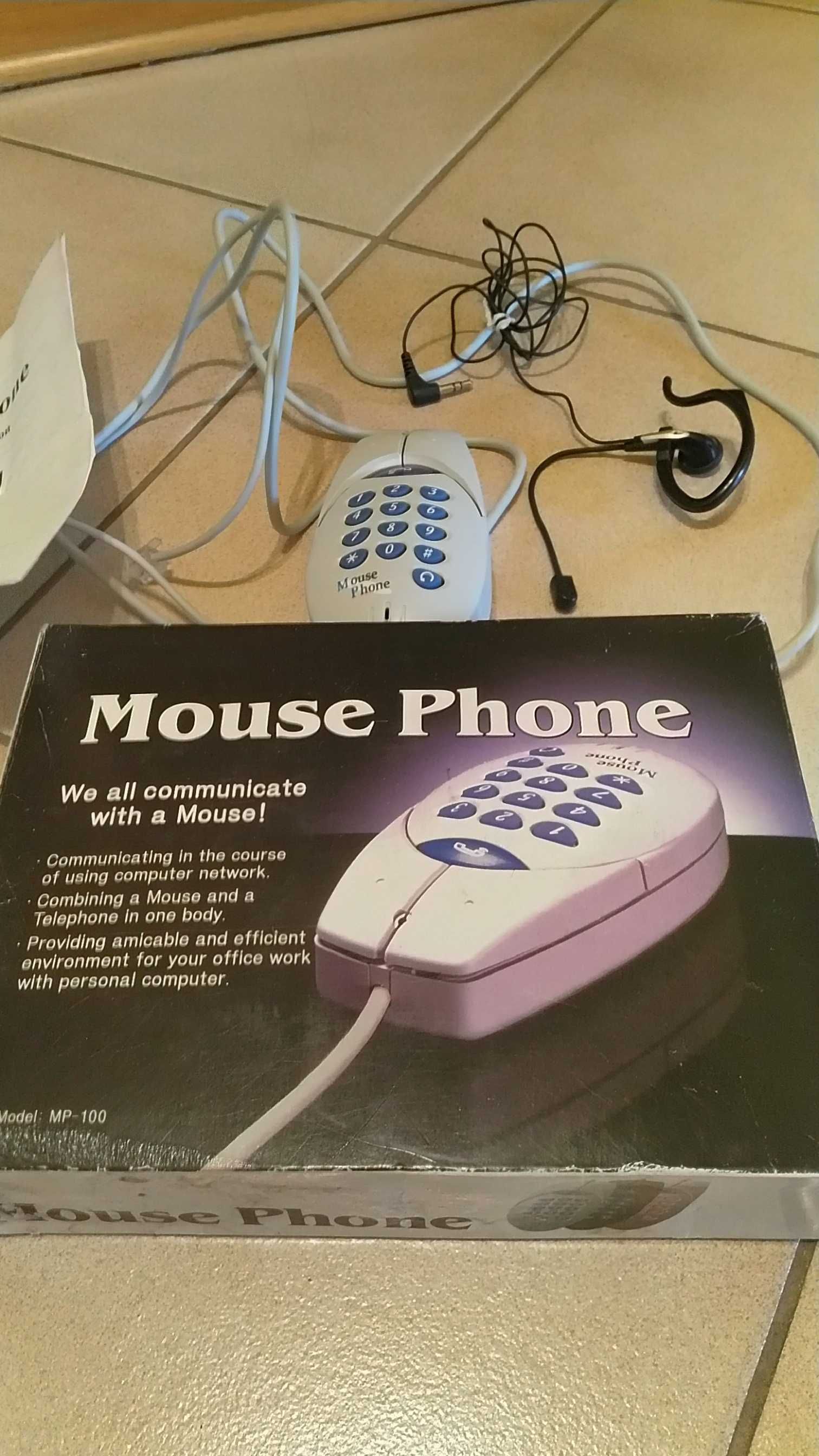 mysz komputerowa z funkcją telefonu wtyk PS/2 plus uchwyt na monitor