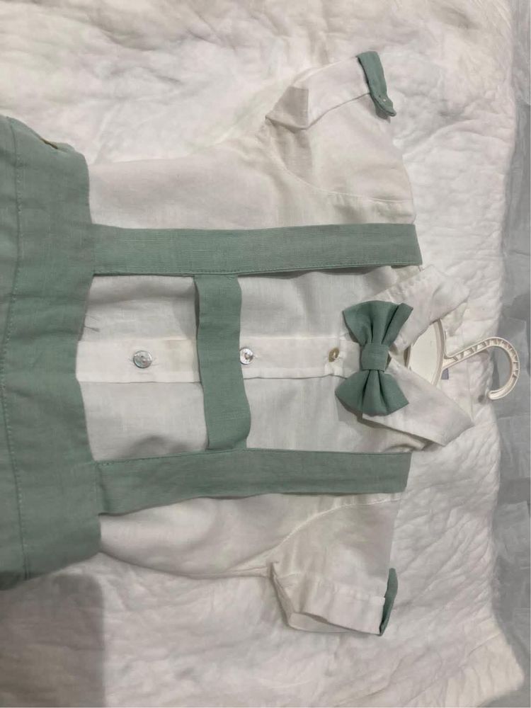 Conjunto de cerimonia para bebe 2 anos camisa/body -laço -macação