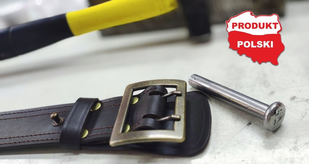 Klasyczny Pas Oficerski Wojsko PL Skóra Licowa Brąz Klamra Mosiądz 115