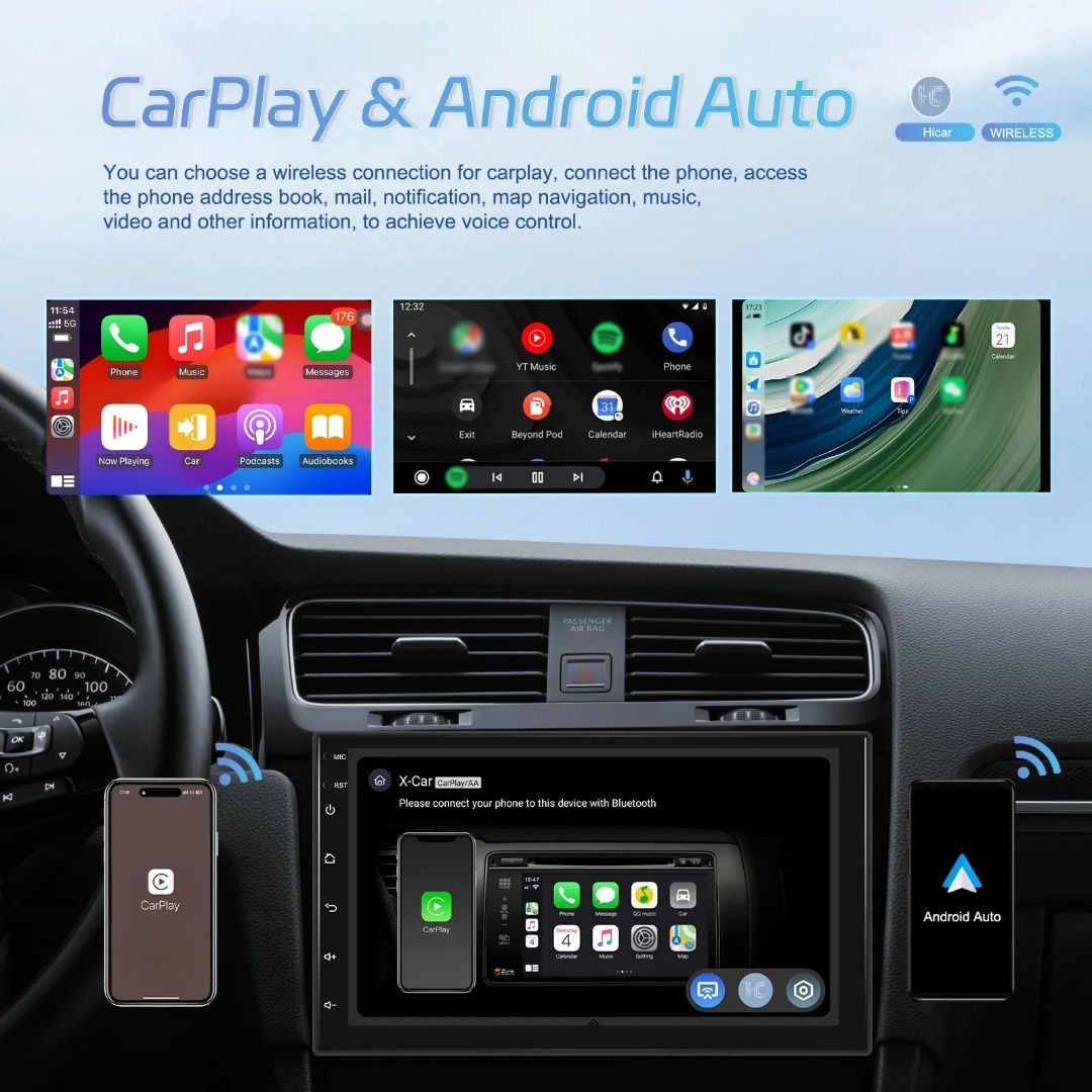 Rádio Android Auto 2Din 3/32GB 8-core GPS WiFi RDS Touch novo
