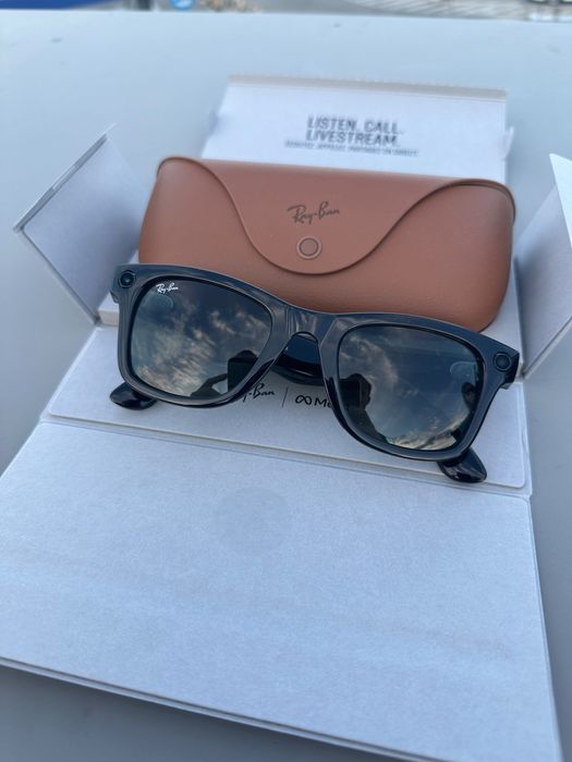 OKAZJA!! Ray Ban Meta Wayfarer Shiny Black G15 Green S50