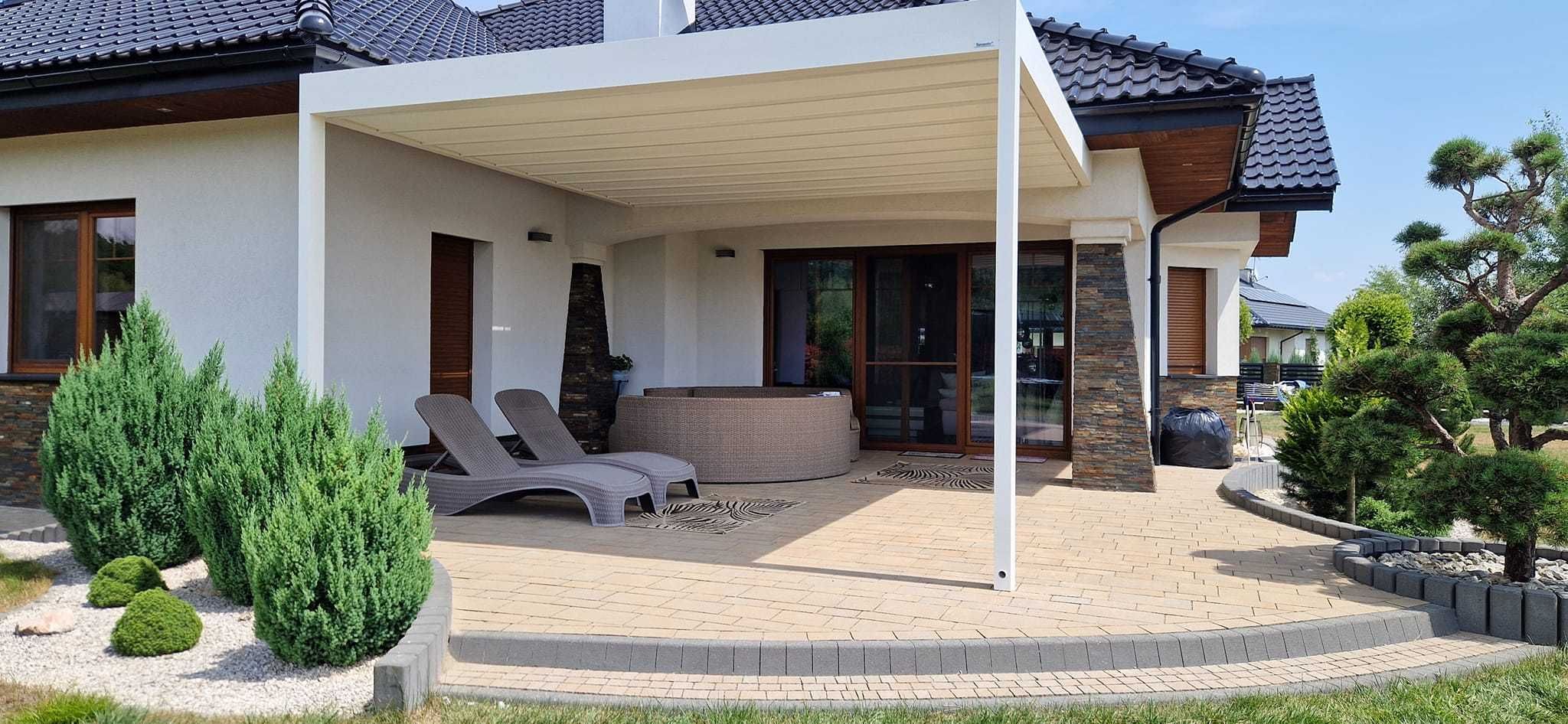 Pergola ogród zimowy nowoczesne solidne zadaszenie tarasu lamele