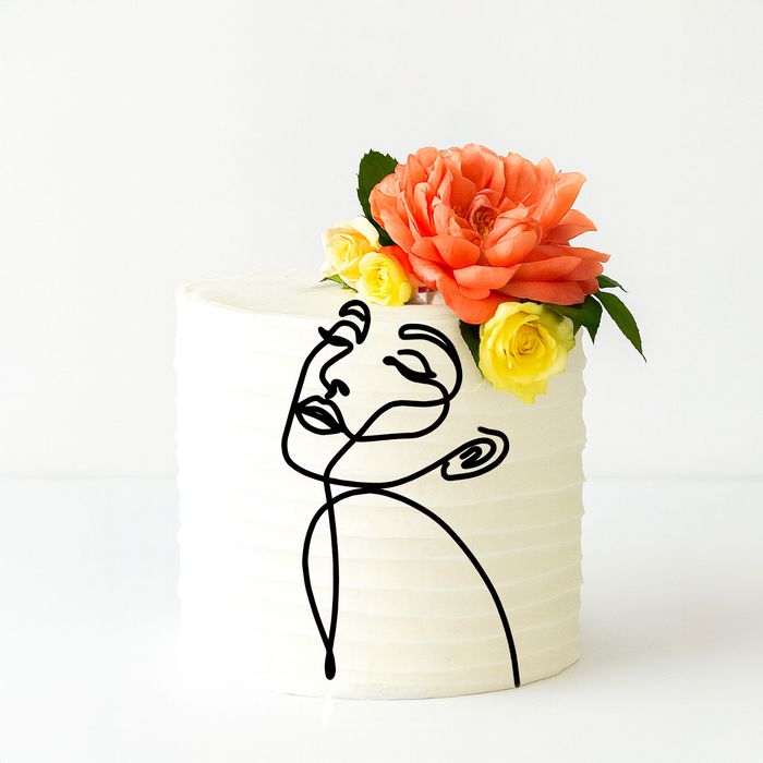 Toper na bok tortu twarz kobiety linearny, czarny plexi