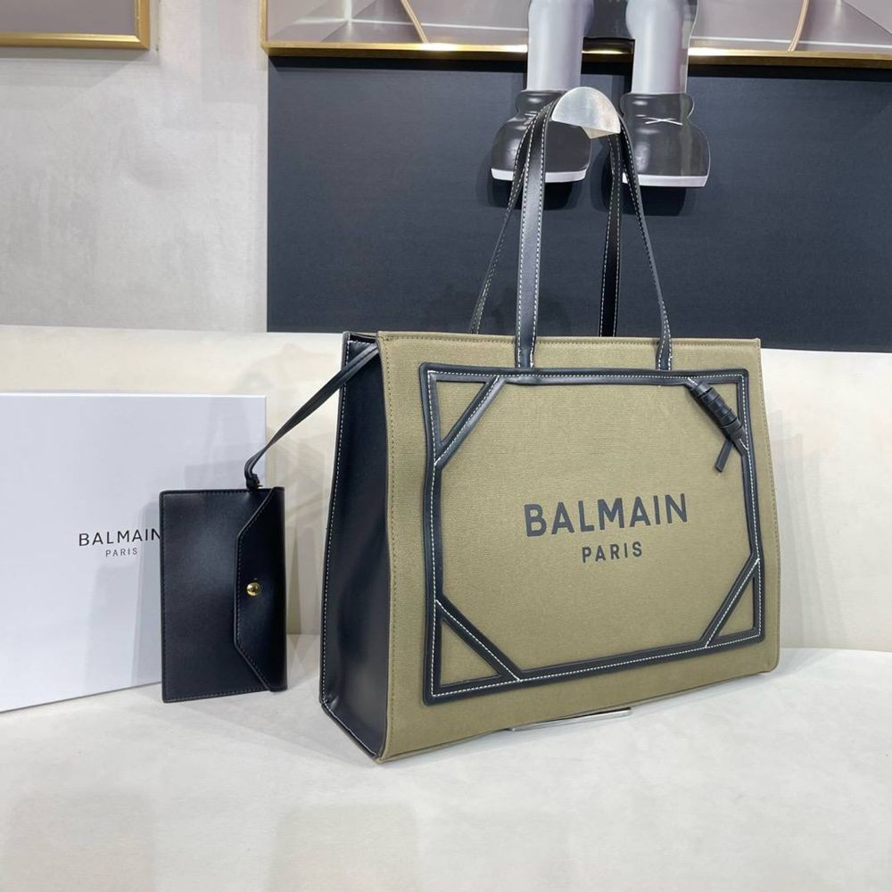 Женская сумка шопер BALMAIN Оригинал Цвет хаки