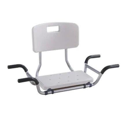 Стілець для ванни зі спинкою, новий, алюмінієвий, регульована ширина.