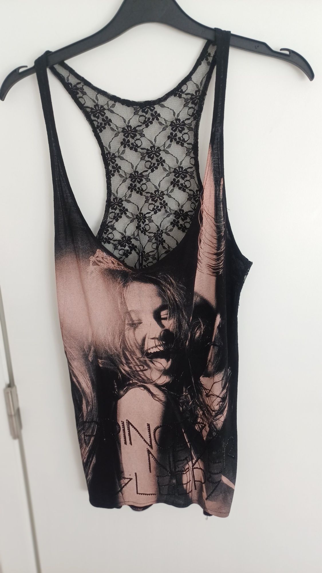 Top estampado/rendado - M