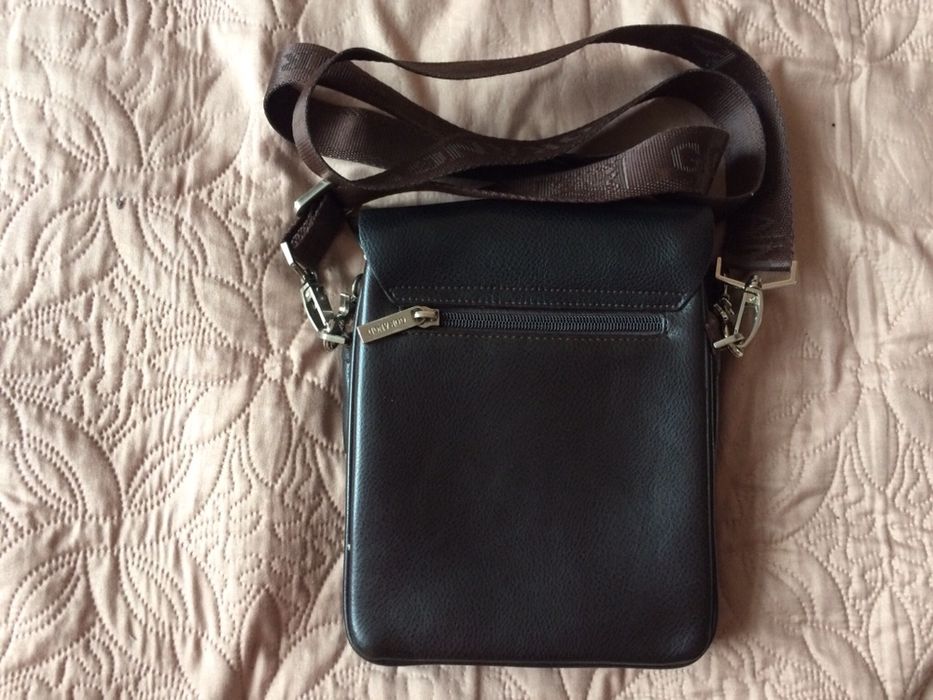 Кожаная сумка барсетка темно-коричневая