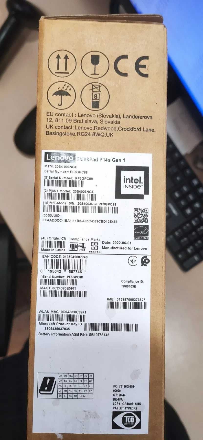 Ноутбук Lenovo ThinkPad P14s 1st Gen Black (20S4003NGE) !!Новий!!