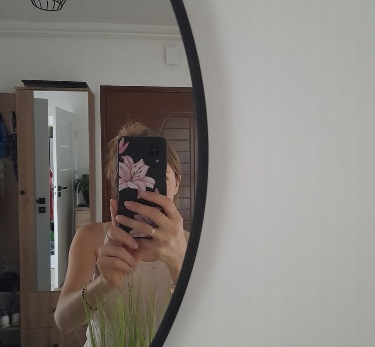 lustro okrągłe w metalowej ramie 70 cm łazienka salon arventa style