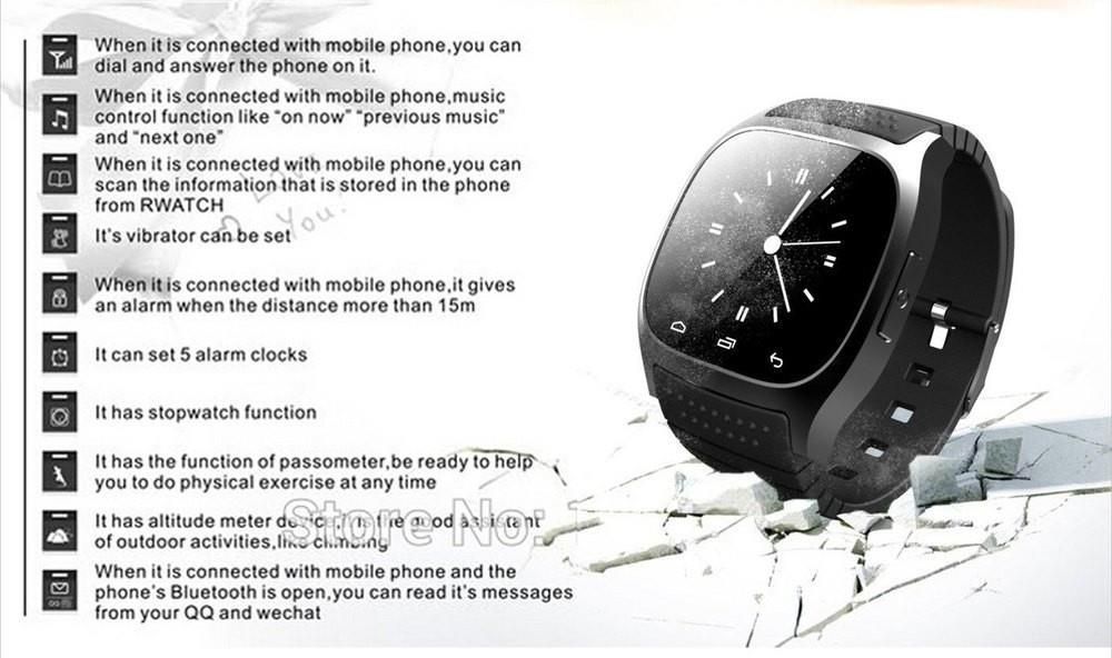 Smartwatch M26 Android Bluetooth Relógio Inteligente - Cor Azul