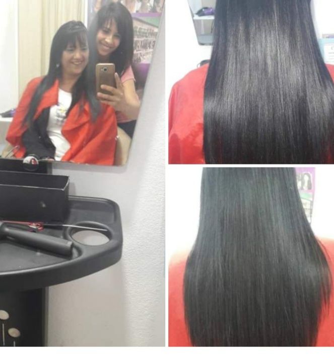 Cabelo humano com aplicação