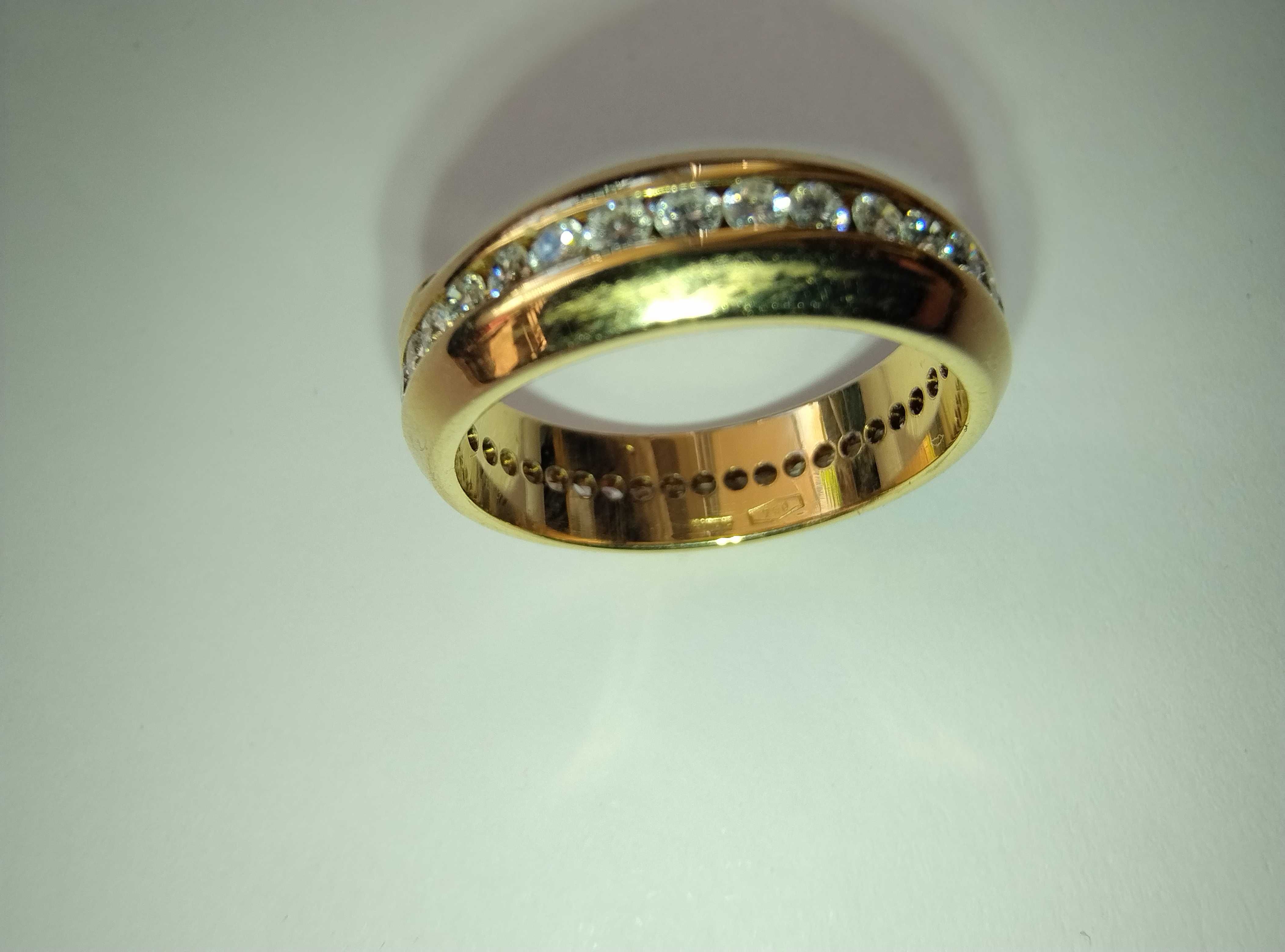 Złota obrączka 18k(750)  6,25gr z diamentami eternity full 1,30ct VS/F